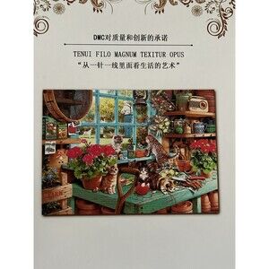 "Cats In The Garden Shed" DMC Printed Stamped Cross Stitch kit 321X450 11CT RARE